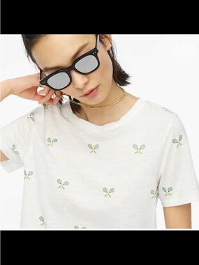 J Crew T Shirt with Tennis Racquets